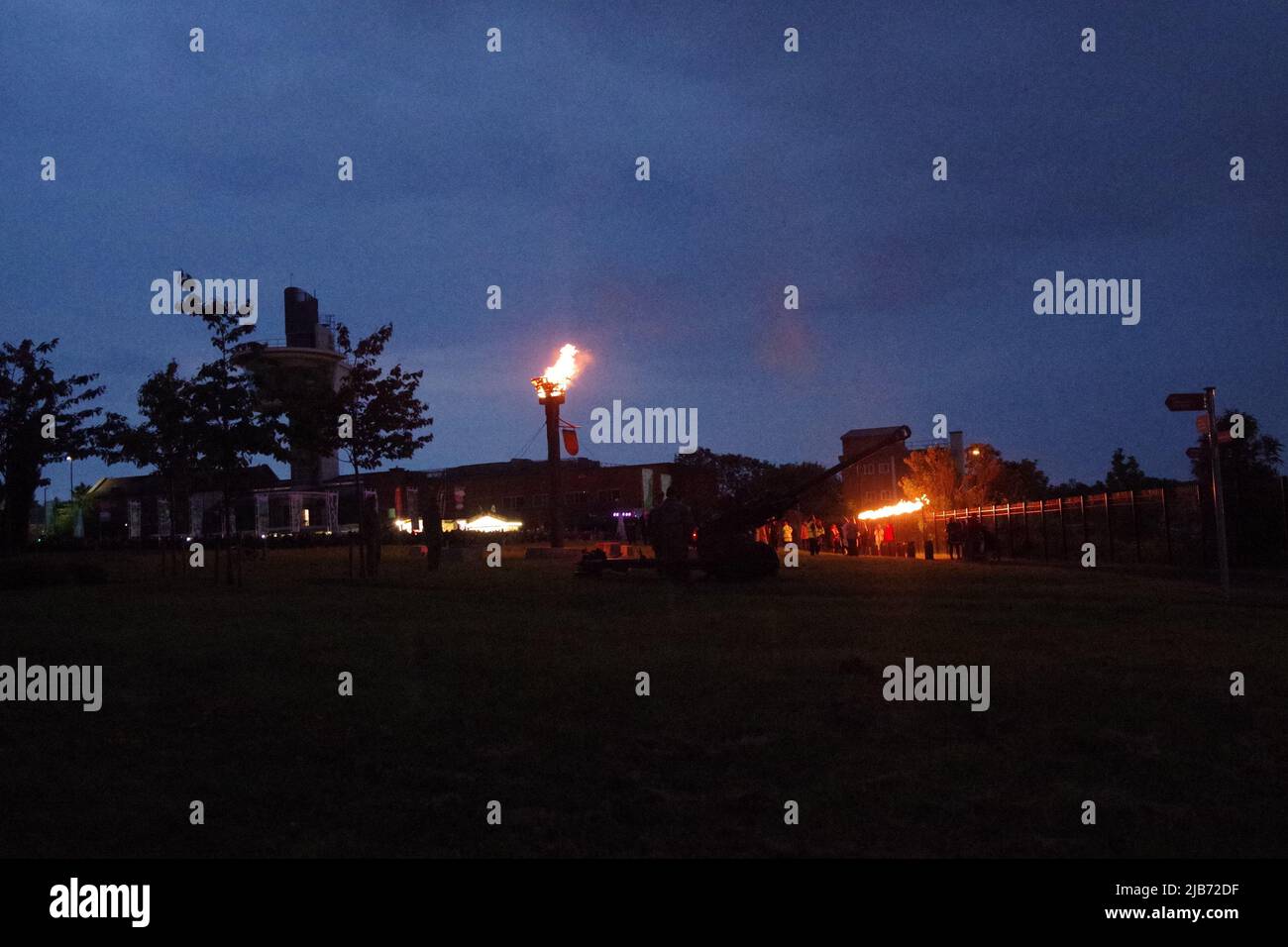 Wallsend, England, 2 June 2022. North Tyneside's beacons are lit at