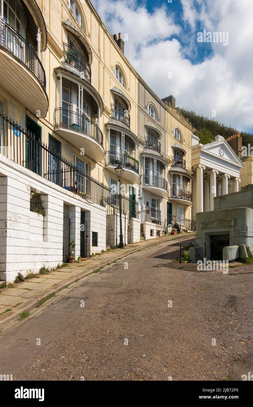 Pelham crescent, a Georgian terrace with sea views in Hastings, East Sussex, UK Stock Photo