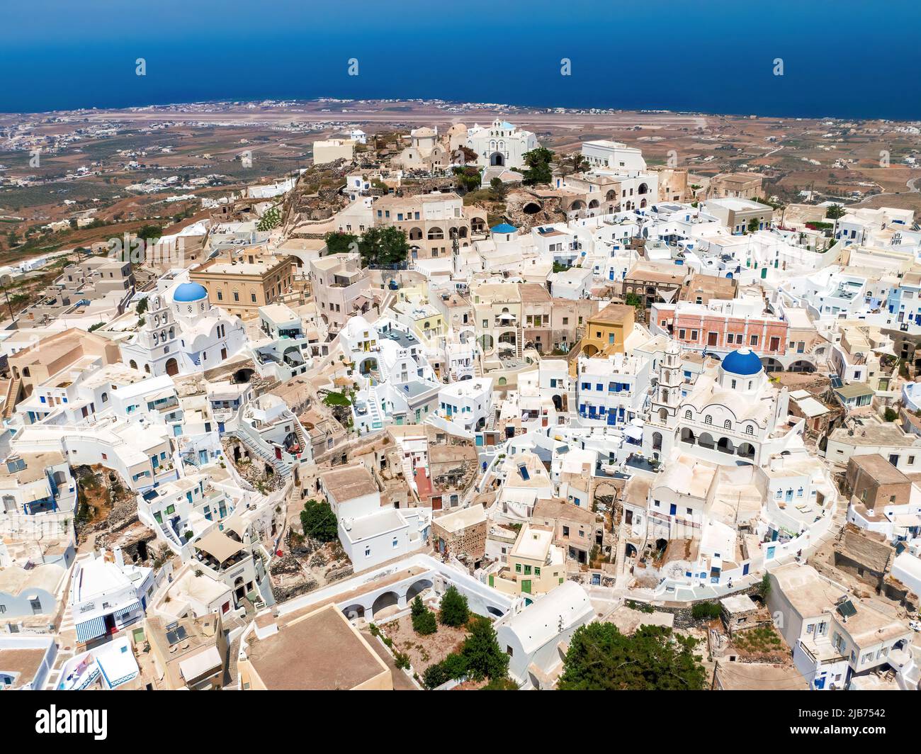 Aerial view of Greek village with white houses. Pyrgos Kallistis