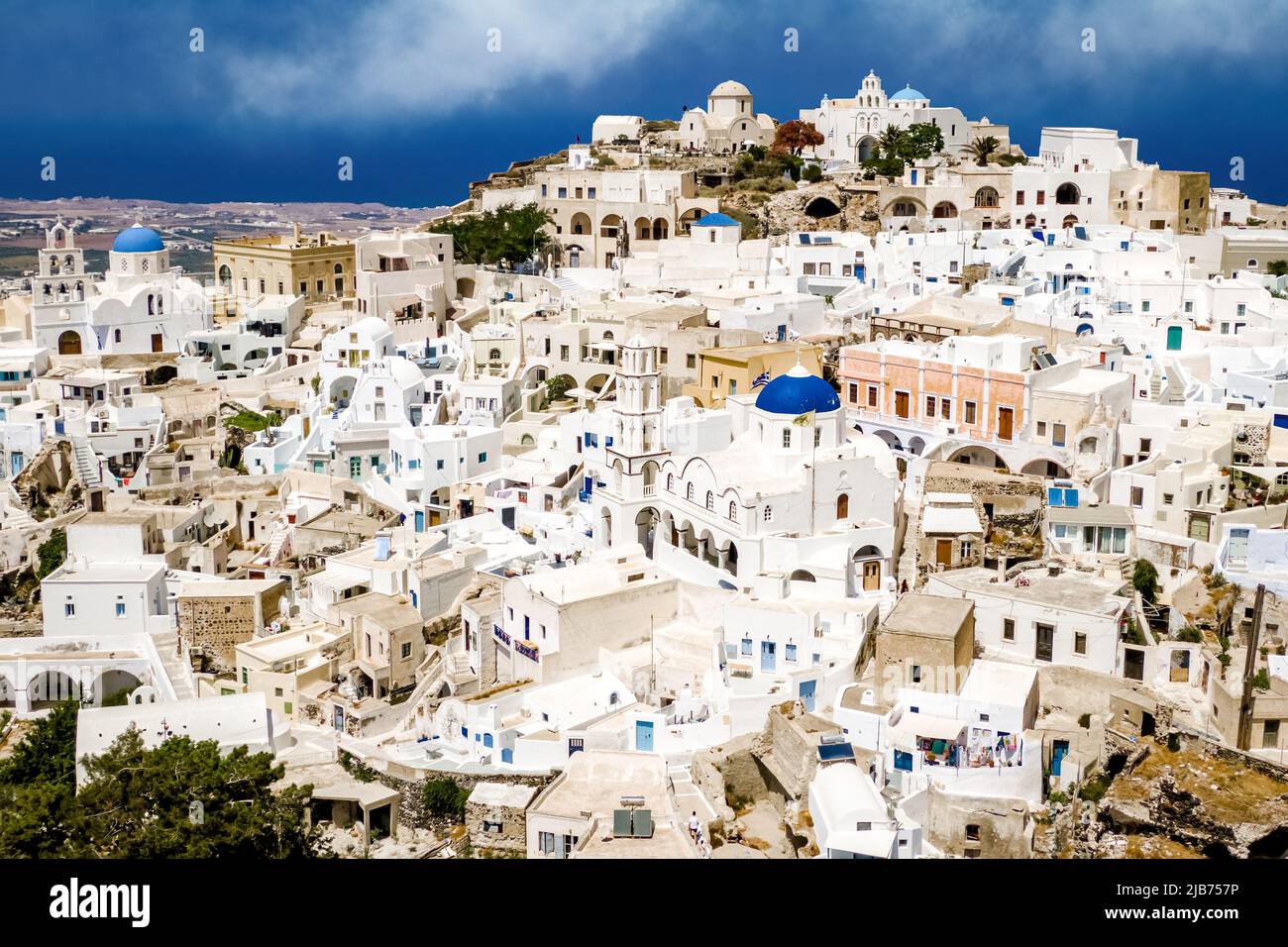 Aerial view of Greek village with white houses. Pyrgos Kallistis ...