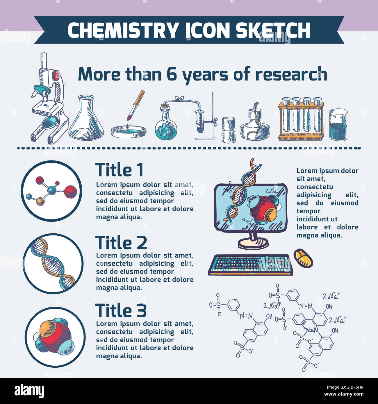 Chemistry scientific technology research infografic computer report ...