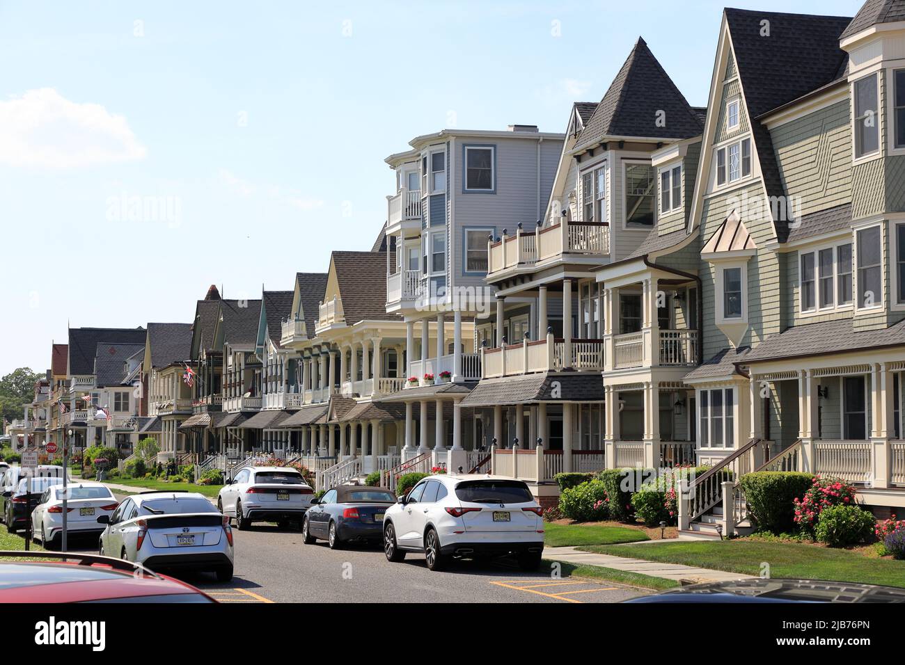 Beachfront houses in Ocean Grove.New Jersey.USA Stock Photo