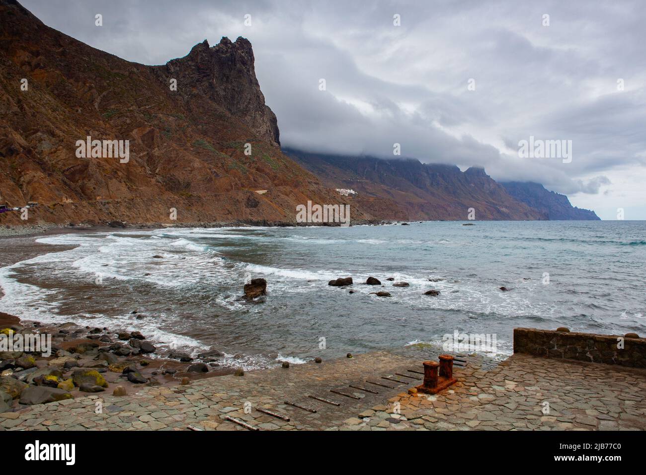 Dramatic coast in Rural de Anaga Park, Tenerife, Spain. Anaga Country Park covers much of the mountain range located on the north-west of the Island. Stock Photo