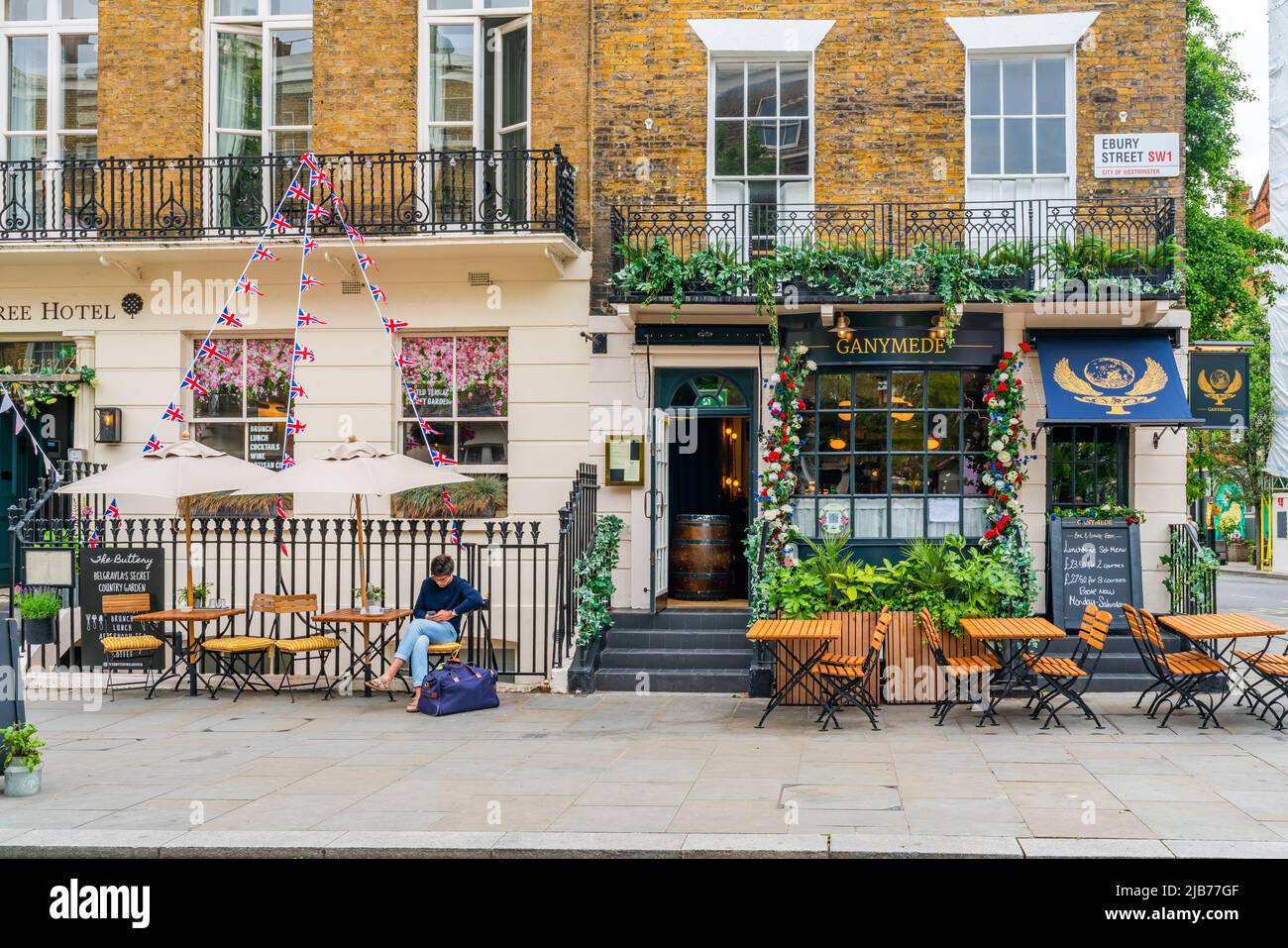 LONDON, UK - JUNE 03, 2022: Belgravia district in London is an affluent area known for the smart boutiques and high-end restaurants Stock Photo