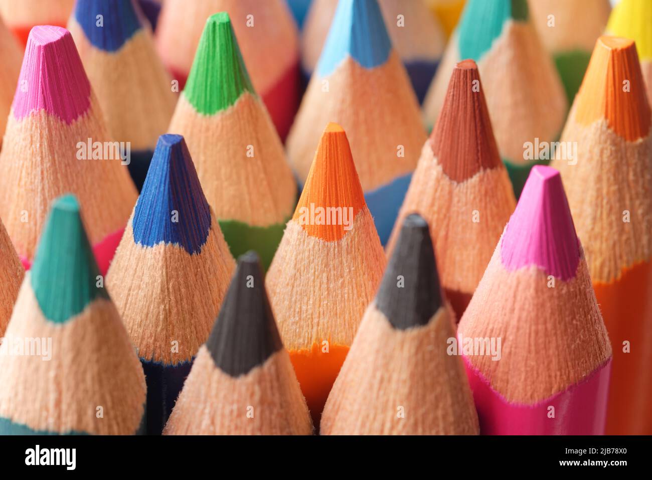 Group of bright colour pencils, creative or educational abstract background Stock Photo