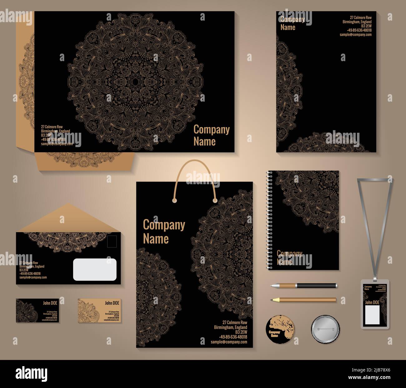 Ornamental lace business company stationery template for corporate identity and branding set ...