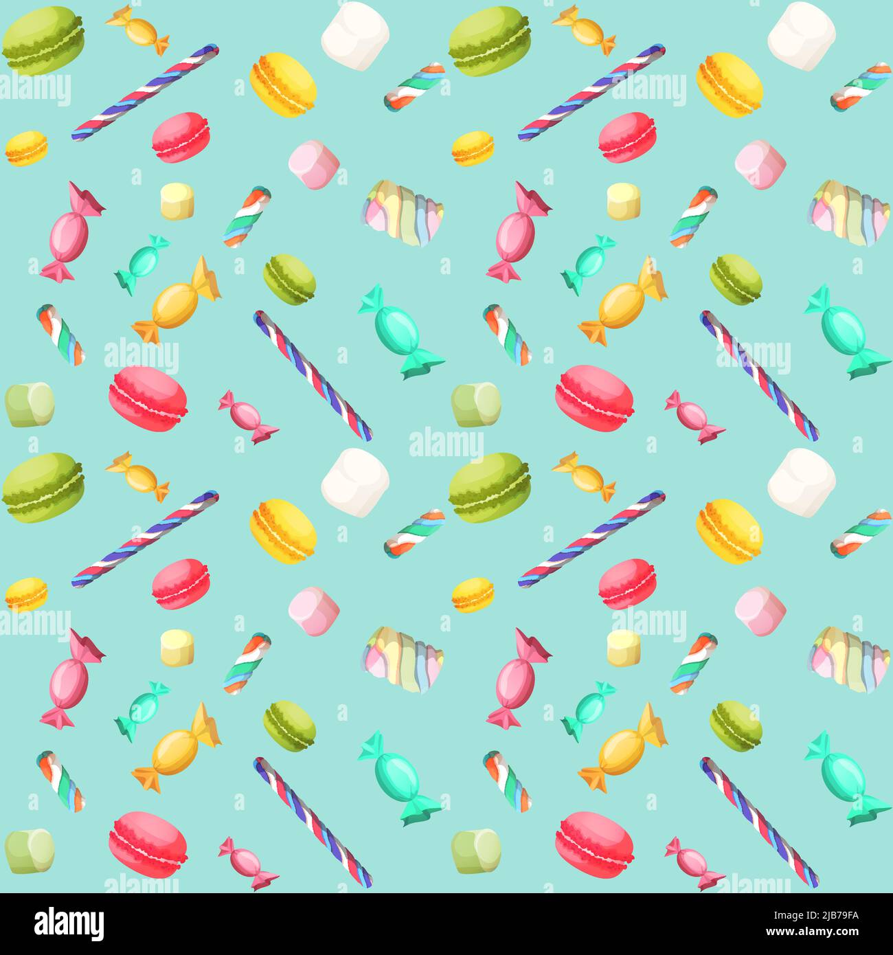 Sweets candy seamless pattern with macaron and marshmallow vector ...