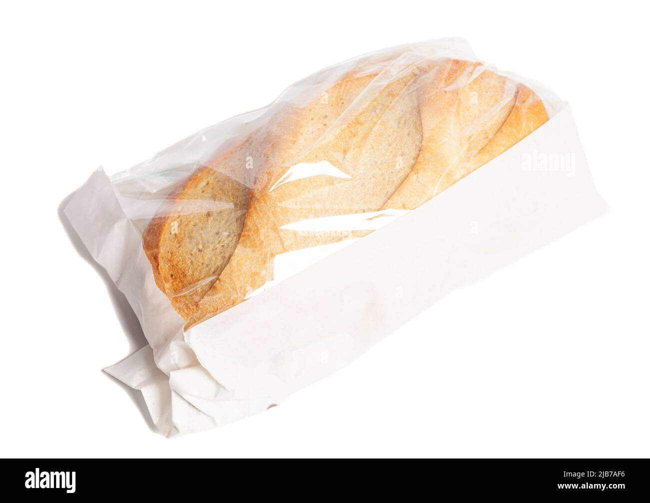 White bread in a paper bag isolated on white background Stock Photo - Alamy