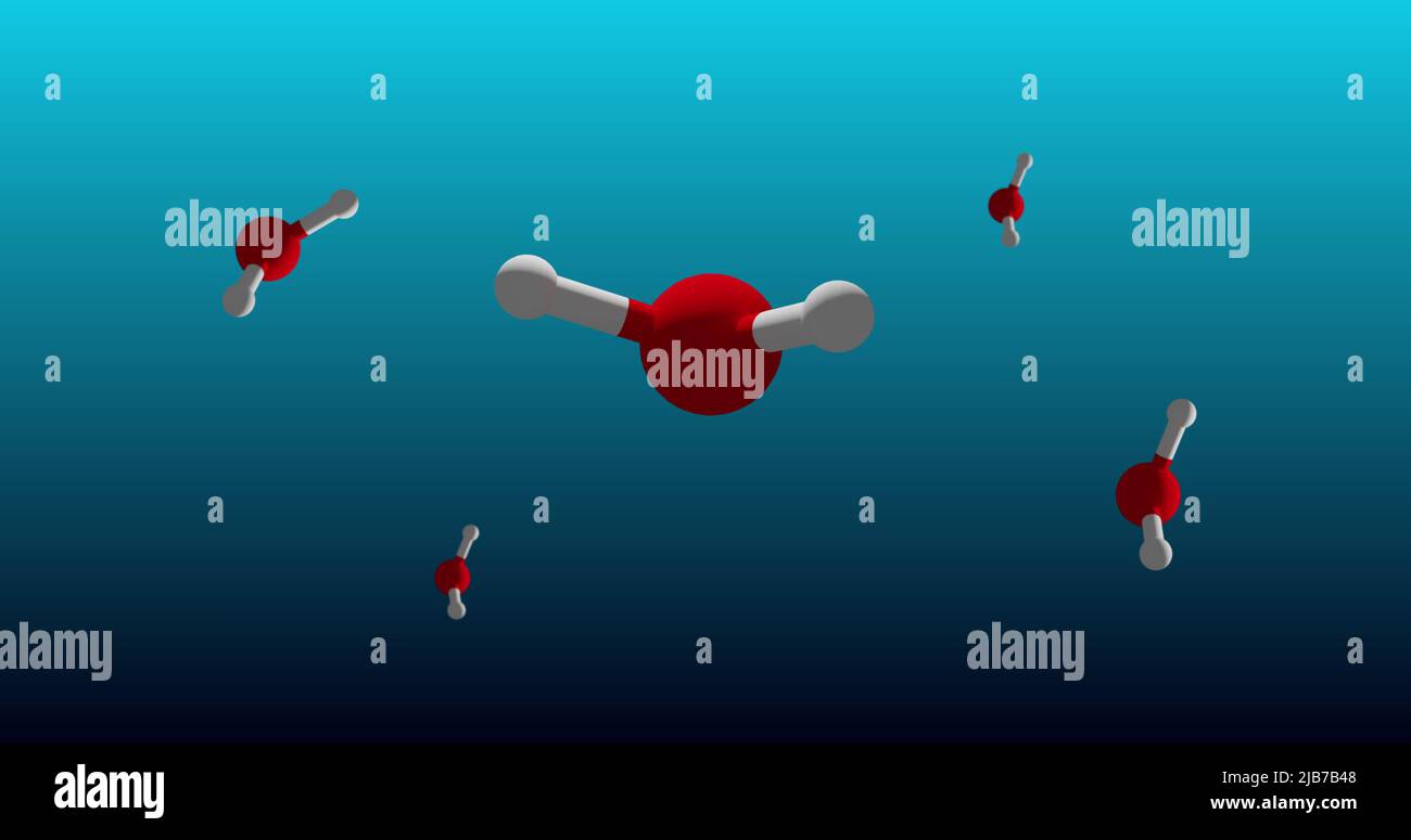 Image of molecules rotating on blue background Stock Photo - Alamy