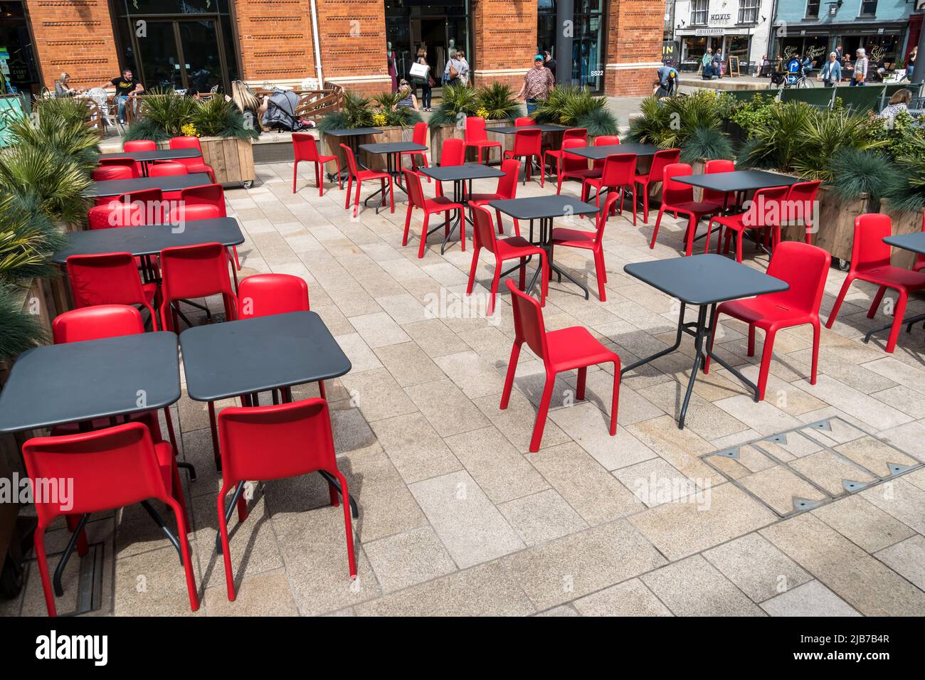 Empty dining area Cornhill Lincoln 2022 Stock Photo