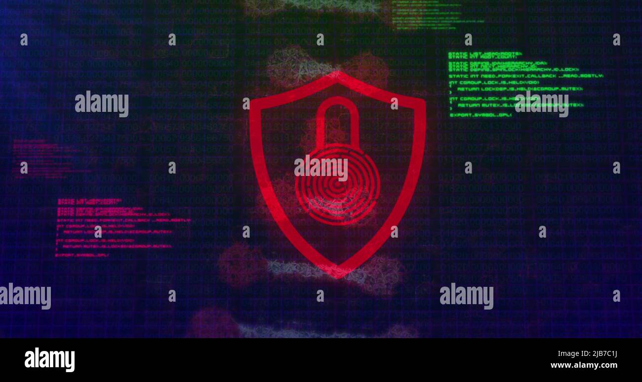 Red and green digital DNA padlock Stock Photo