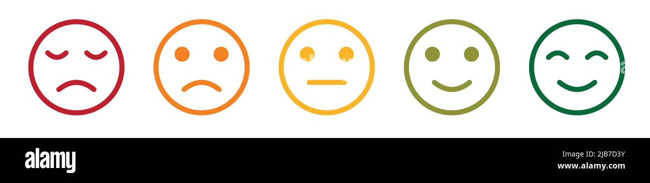 Set of rating emotion faces. Flat icon design. Set of smile emotions ...