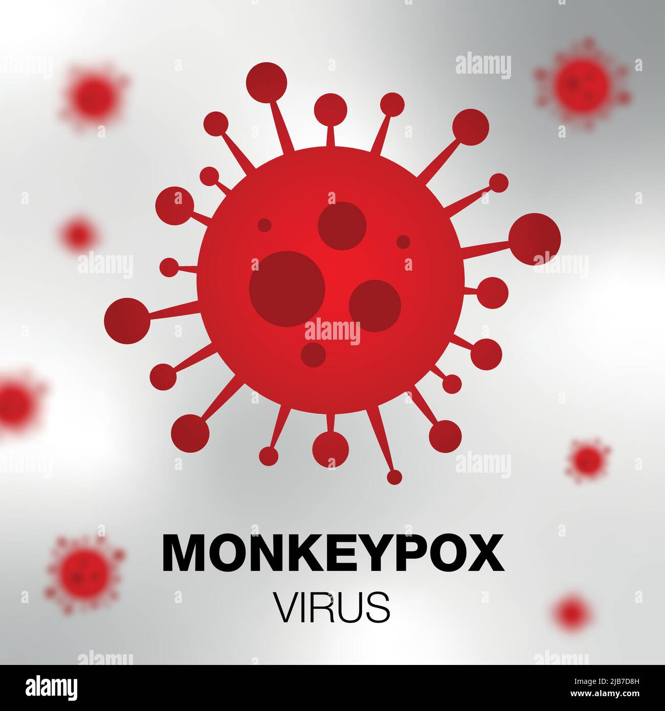 Red virus icon sign monkeypox. Pox virus concept. Vector illustration. Monkeypox virus medical banner. Monkeypox virus on white background. Stock Vector