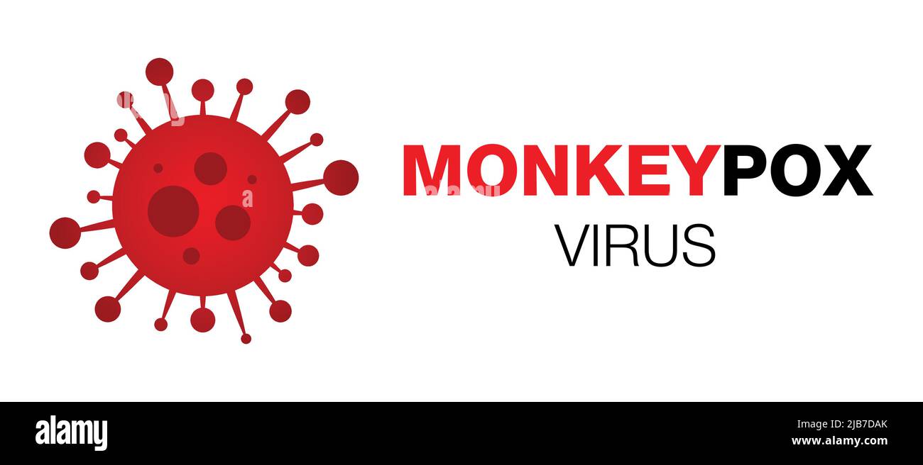 Red virus icon sign monkeypox. Pox virus concept. Vector illustration. Monkeypox virus medical banner. Monkeypox virus on white background. Stock Vector