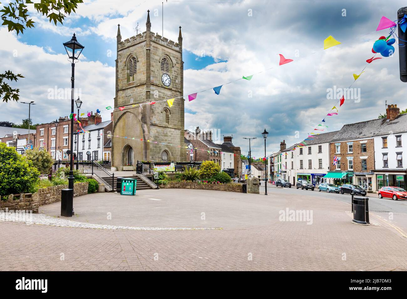Jubilee Flags in Coleford Town, Forest of Dean, Gloucestershire. Stock Photo