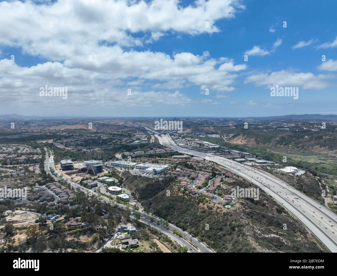 Aerial view of highway interchange and junction, San Diego Freeway