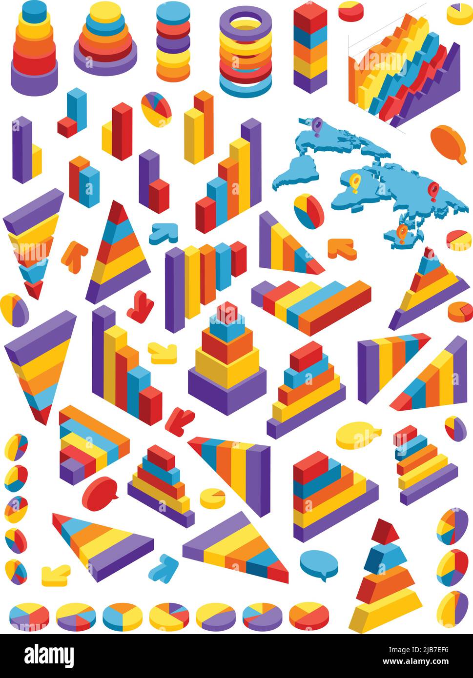Isometric infographic elements charts graphs and business information ...