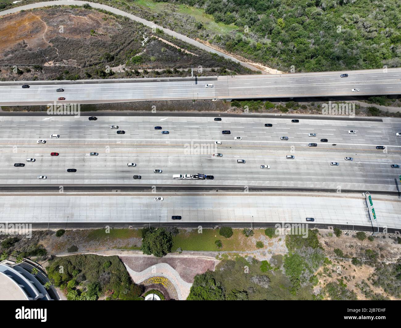 Aerial view of highway interchange and junction, San Diego Freeway