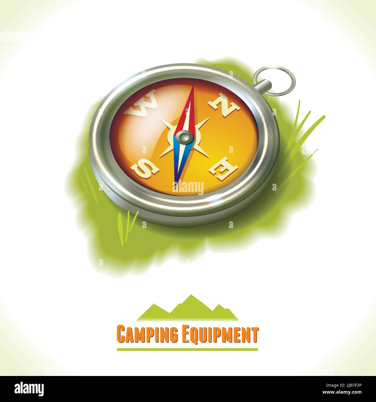Camping summer outdoor activity equipment compass symbol vector ...