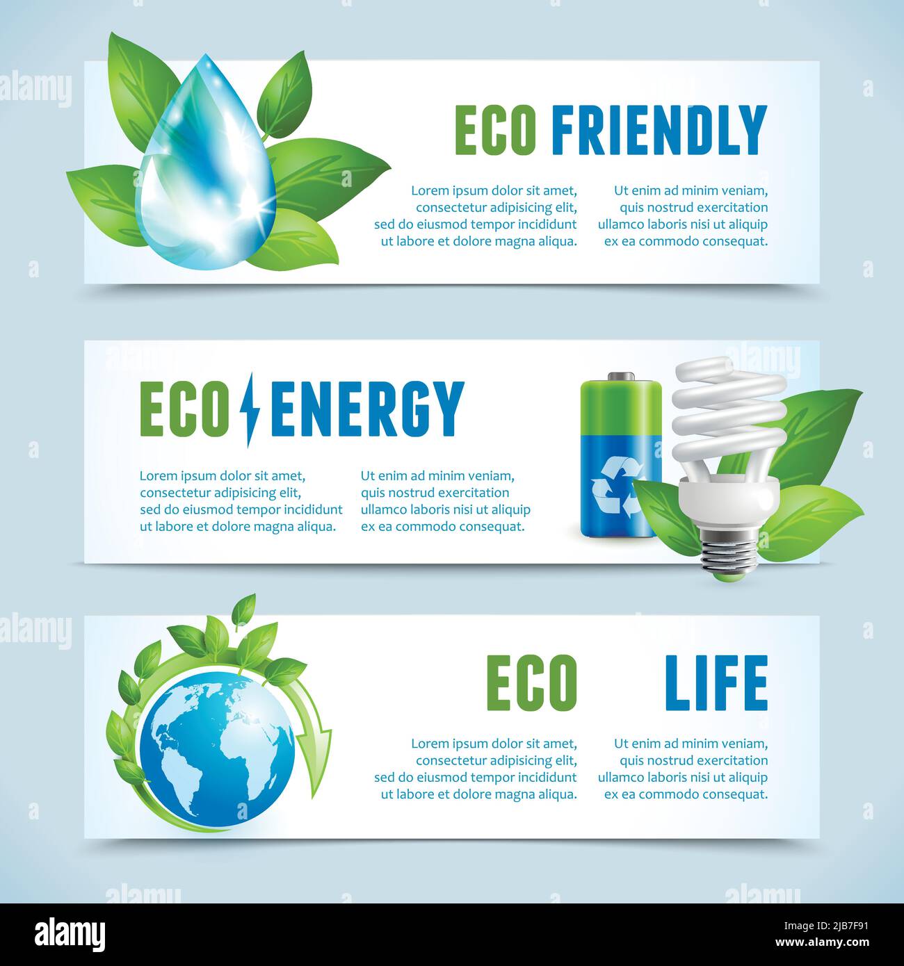 Ecology and green energy eco friendly life concept horizontal banners ...