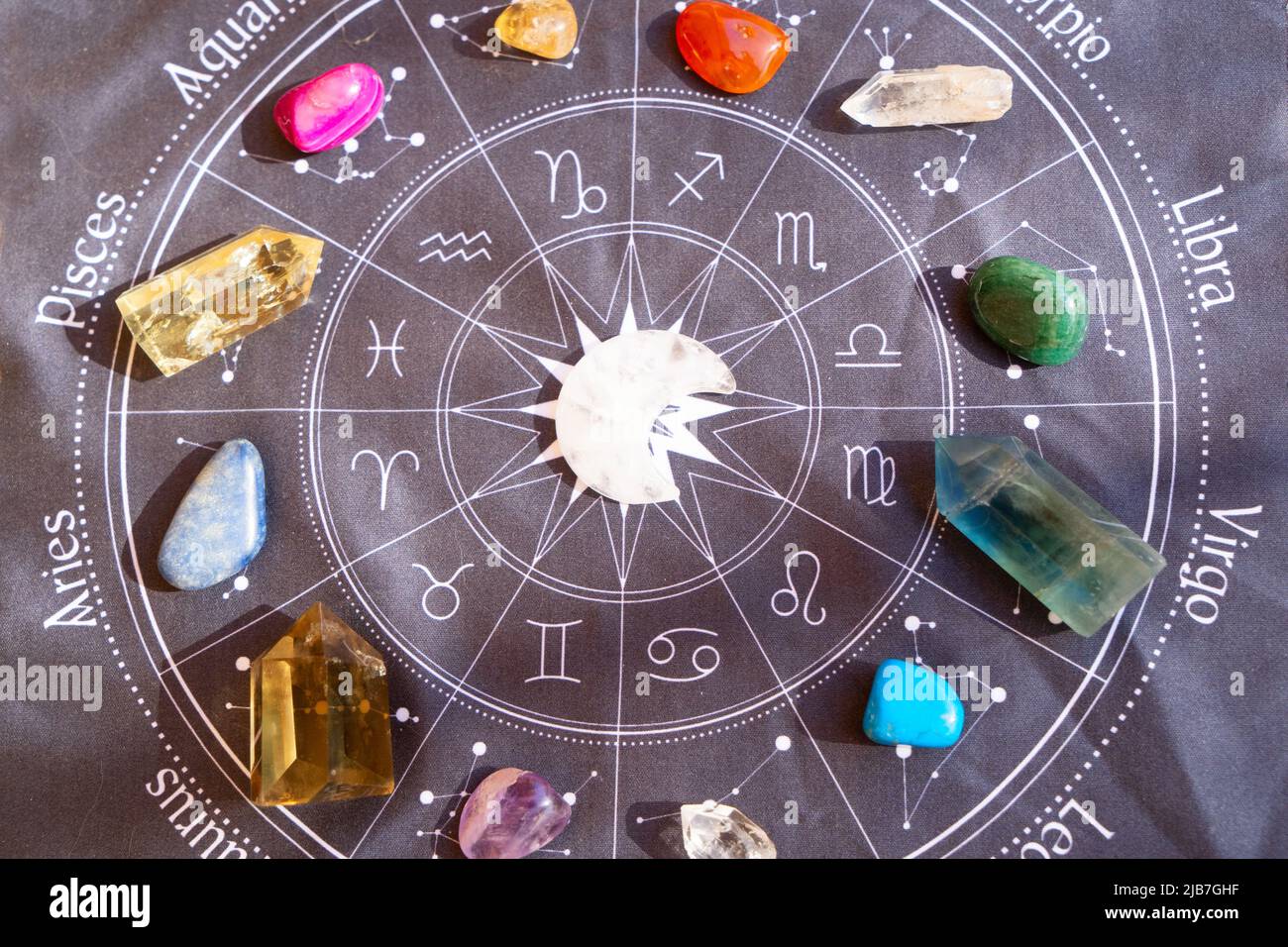 Healing crystals on brown background Stock Photo - Alamy