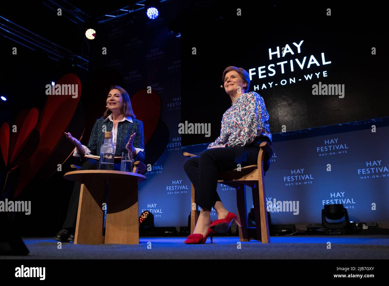 Hay-on-Wye, Wales, UK. 3rd June, 2022. Nicola Sturgeon talks to Katya Adler at Hay Festival 2022, Wales. Credit: Sam Hardwick/Alamy. Stock Photo