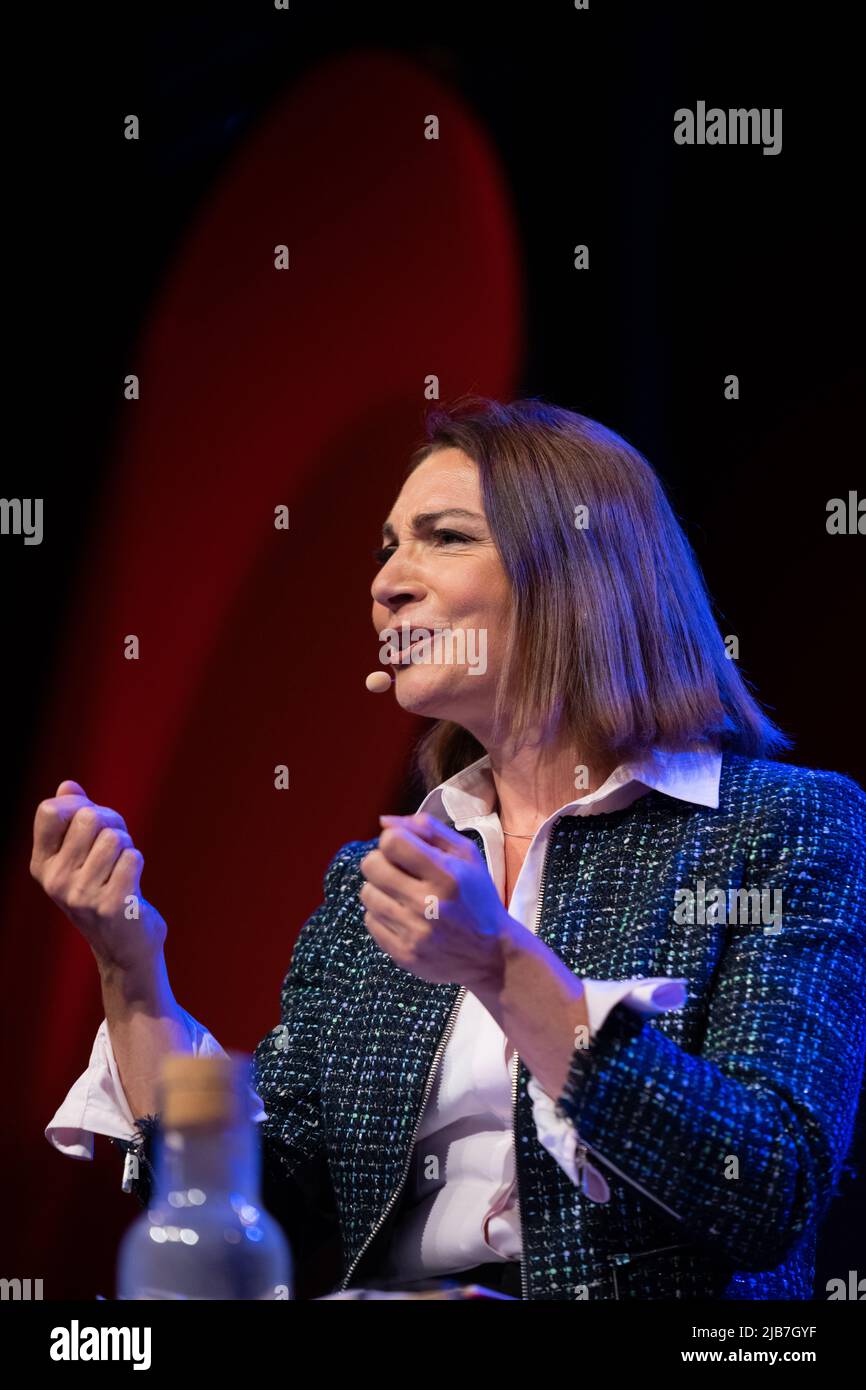 Hay-on-Wye, Wales, UK. 3rd June, 2022. Nicola Sturgeon talks to Katya Adler at Hay Festival 2022, Wales. Credit: Sam Hardwick/Alamy. Stock Photo