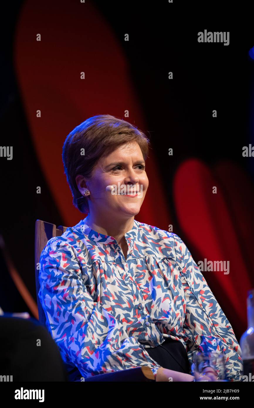 Hay-on-Wye, Wales, UK. 3rd June, 2022. Nicola Sturgeon talks to Katya Adler at Hay Festival 2022, Wales. Credit: Sam Hardwick/Alamy. Stock Photo