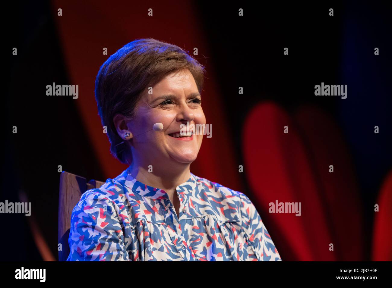 Hay-on-Wye, Wales, UK. 3rd June, 2022. Nicola Sturgeon talks to Katya Adler at Hay Festival 2022, Wales. Credit: Sam Hardwick/Alamy. Stock Photo