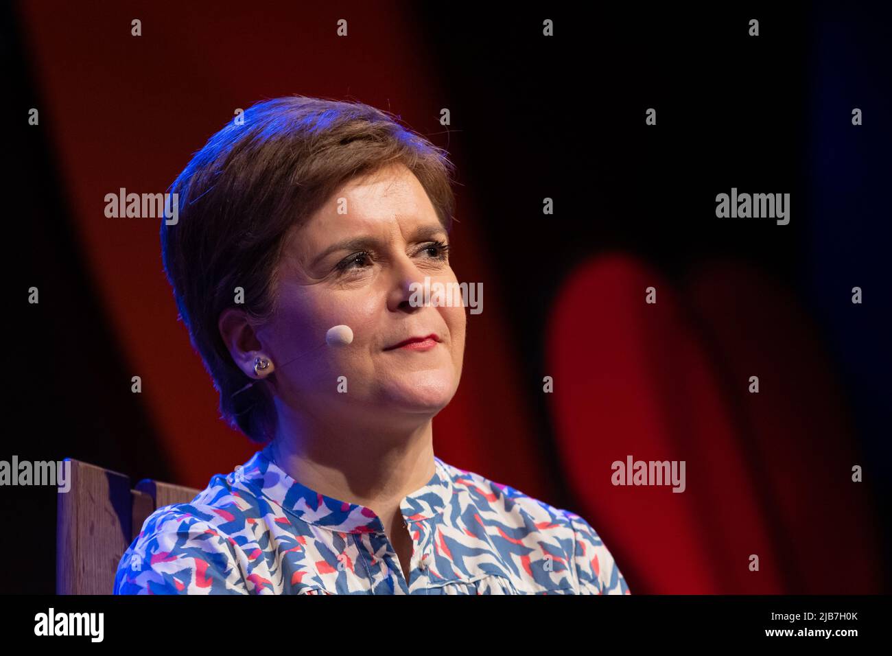 Hay-on-Wye, Wales, UK. 3rd June, 2022. Nicola Sturgeon talks to Katya Adler at Hay Festival 2022, Wales. Credit: Sam Hardwick/Alamy. Stock Photo