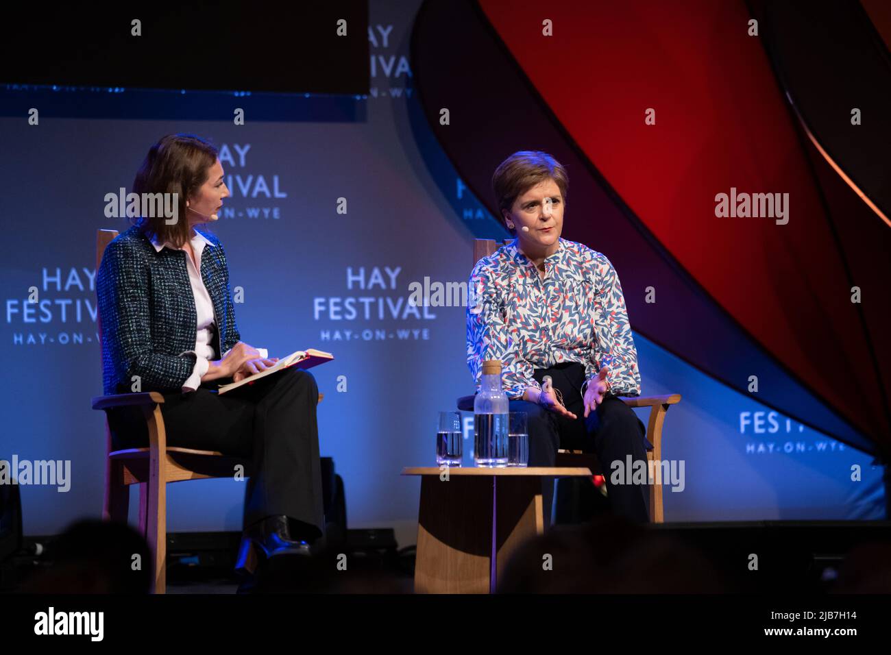 Hay-on-Wye, Wales, UK. 3rd June, 2022. Nicola Sturgeon talks to Katya Adler at Hay Festival 2022, Wales. Credit: Sam Hardwick/Alamy. Stock Photo