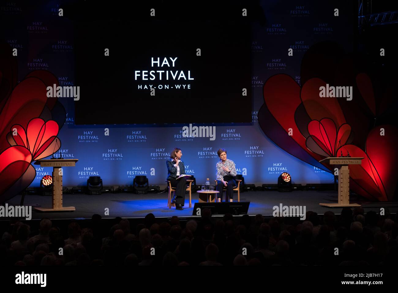 Hay-on-Wye, Wales, UK. 3rd June, 2022. Nicola Sturgeon talks to Katya Adler at Hay Festival 2022, Wales. Credit: Sam Hardwick/Alamy. Stock Photo