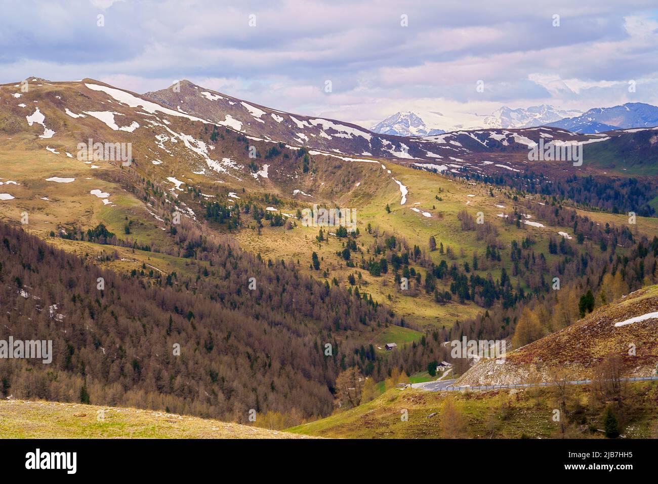 Alpine panorama from Nockberge mountains in Austria, Carinthia Stock Photo