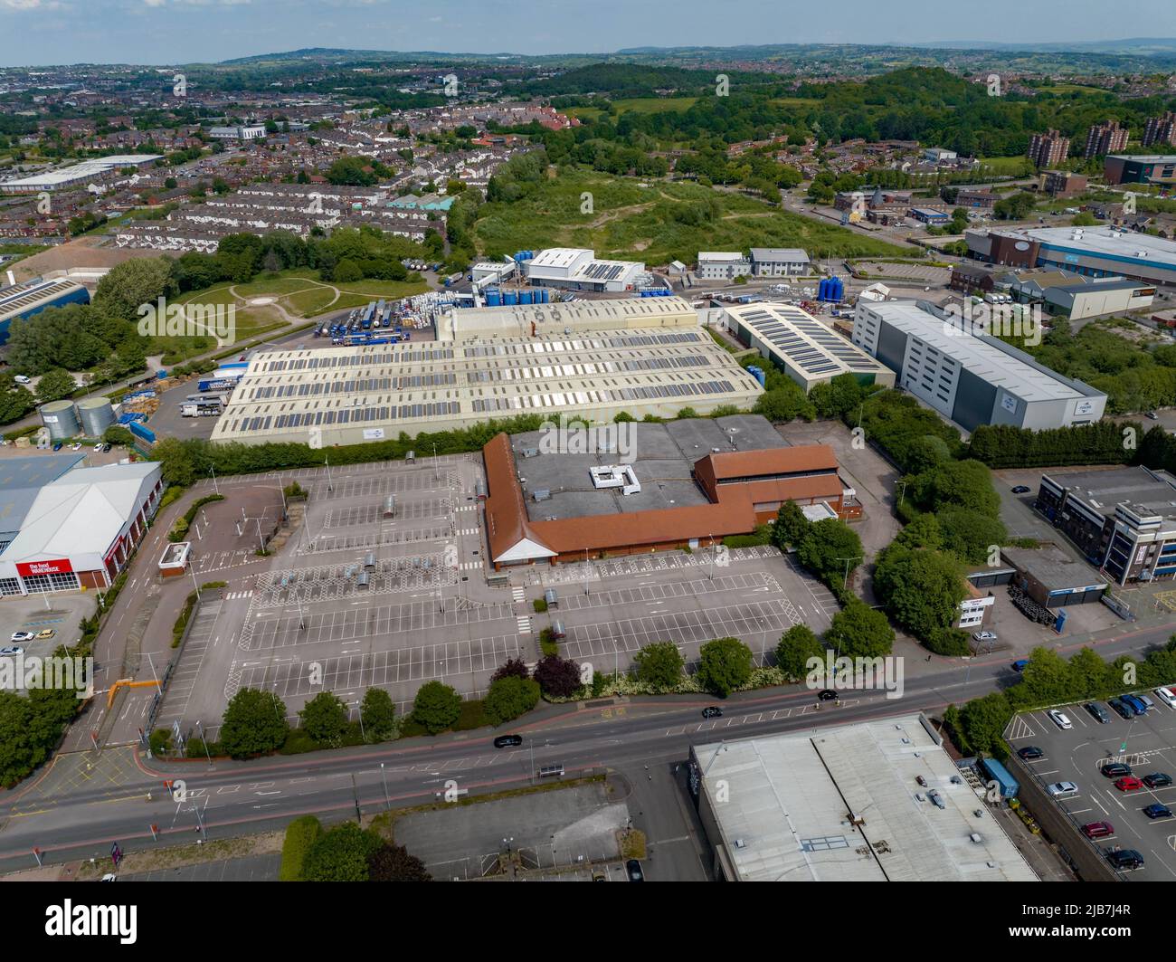 Aerial Image of the now Abandoned Building  Sainsburys Supermarket Hanley Stoke on Trent Staffordshire Stock Photo