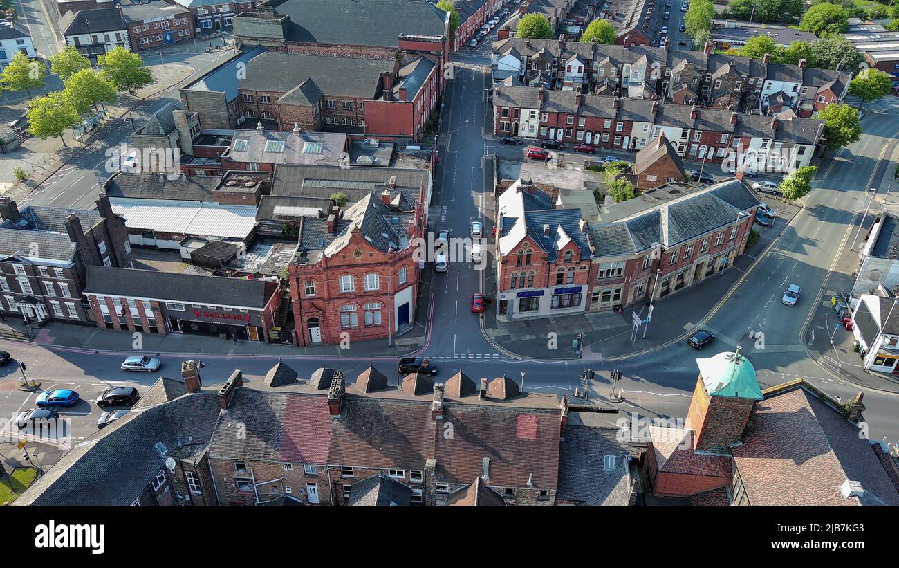 Vale Park Port Vale Football Club FC Robbie Williams Homecoming Home Coming Concert Aerial Drone Birdseye View Burslem Stoke on Trent Red Lion Pub Stock Photo