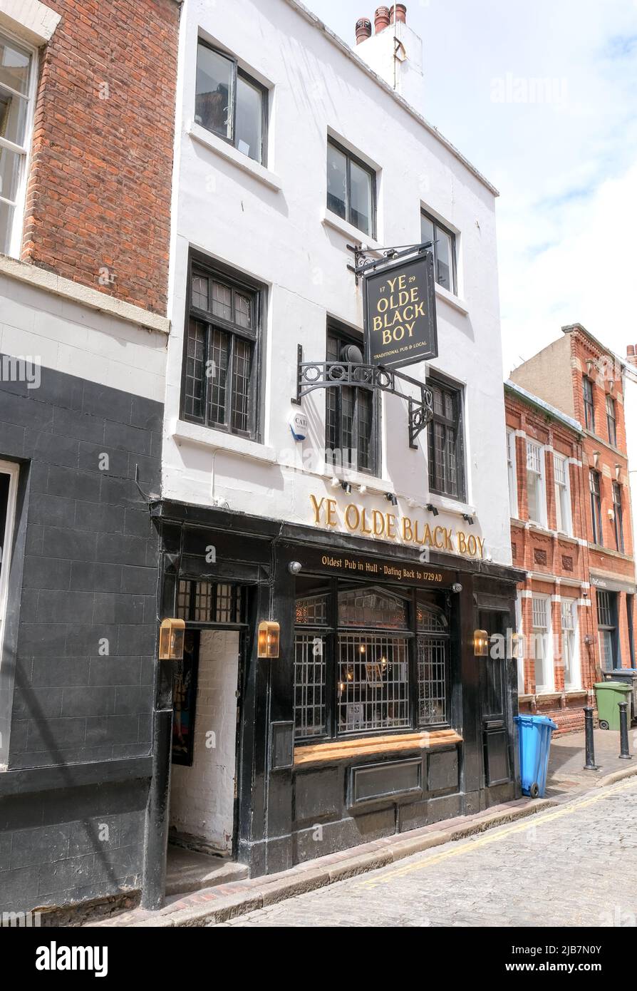 Hull, East Yorkshire, UK, May 21, 2022 Ye Olde Black Boy pub in Hull