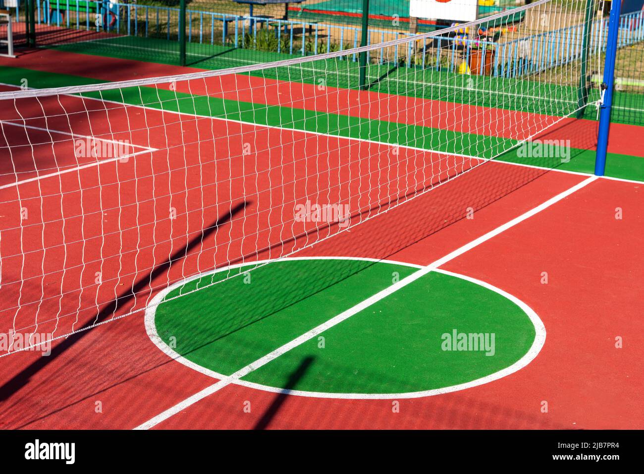 volleyball net on the playground of a preschool institution Stock Photo