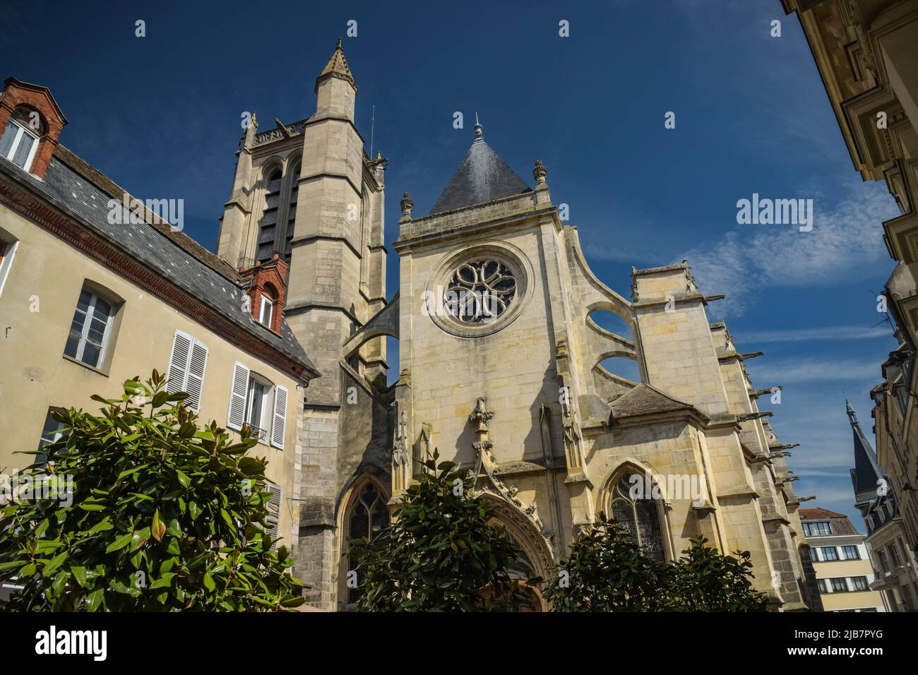 View on the church of the city of Melun in Seine et Marne Stock Photo