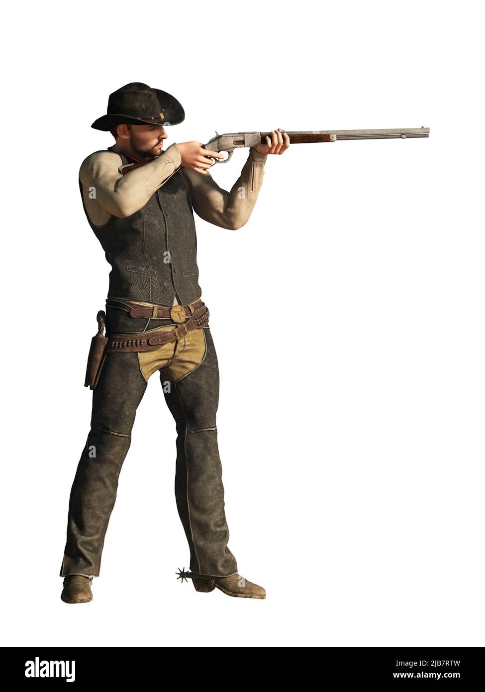 A gunslinger from the historical American Wild West, with a cowboy hat