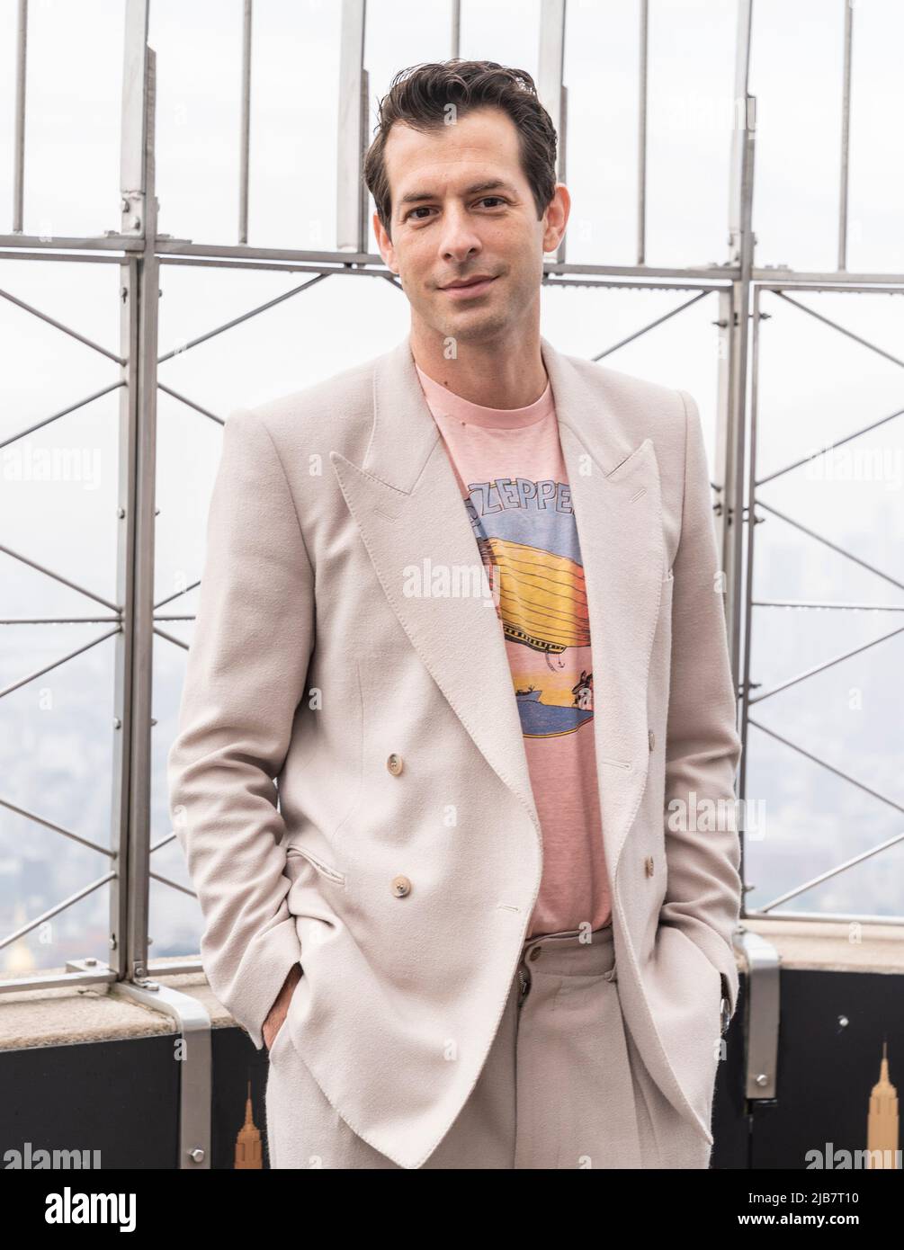 DJ Mark Ronson visits the iconic Empire State Building to light building in purple and gold to honor the Platinum Jubilee of Queen Elizebeth II in New York on June 3, 2022. (Photo by Lev Radin/Sipa USA) Stock Photo