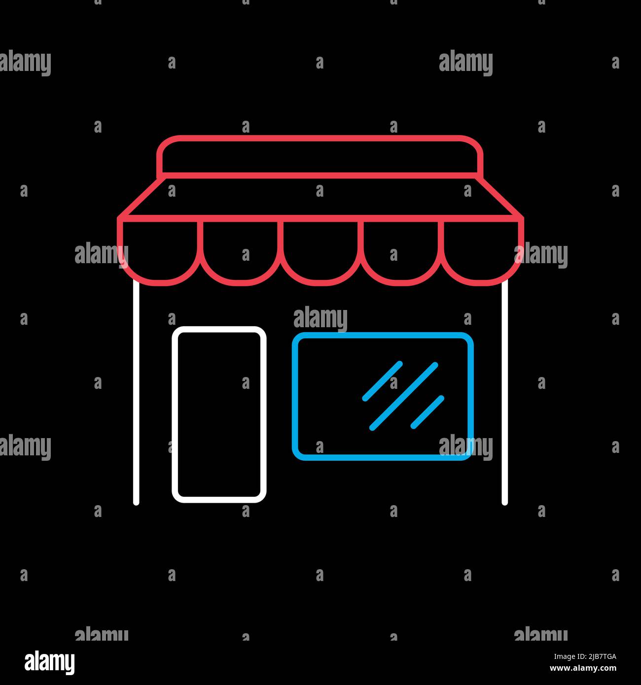 Store front icon isolated on the black. E-commerce sign. Graph symbol ...