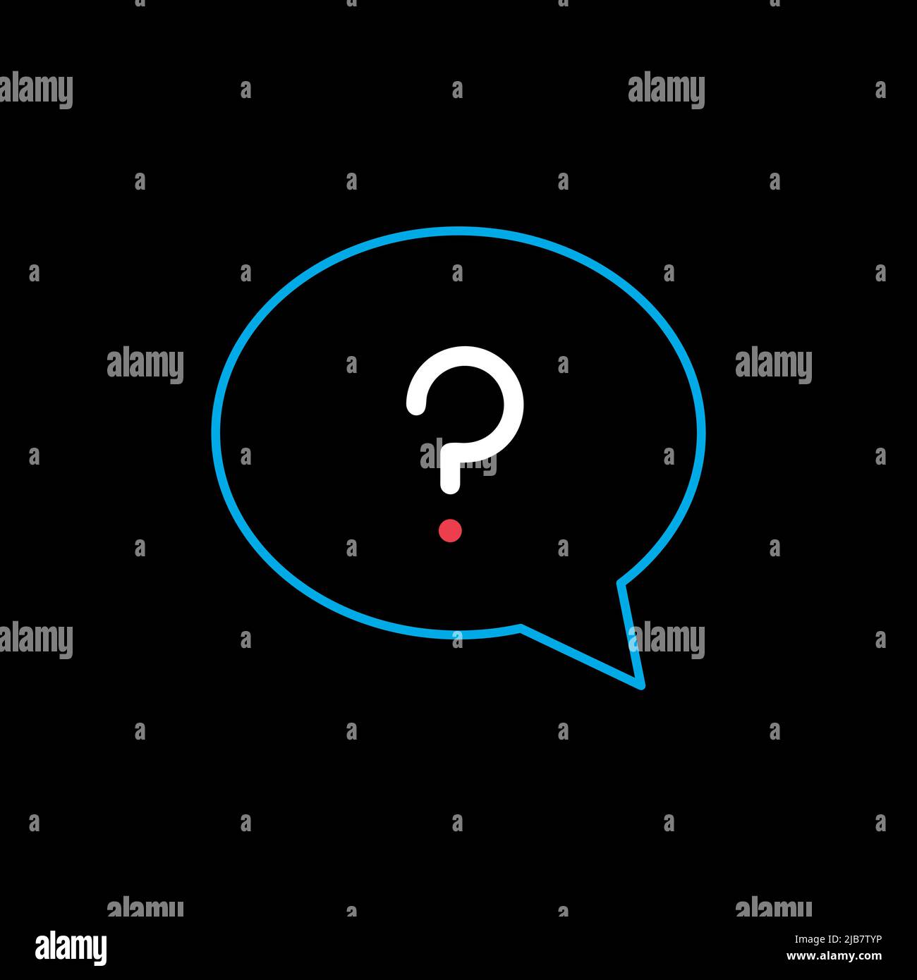 Speech bubble with question mark icon isolated on the black. E-commerce ...