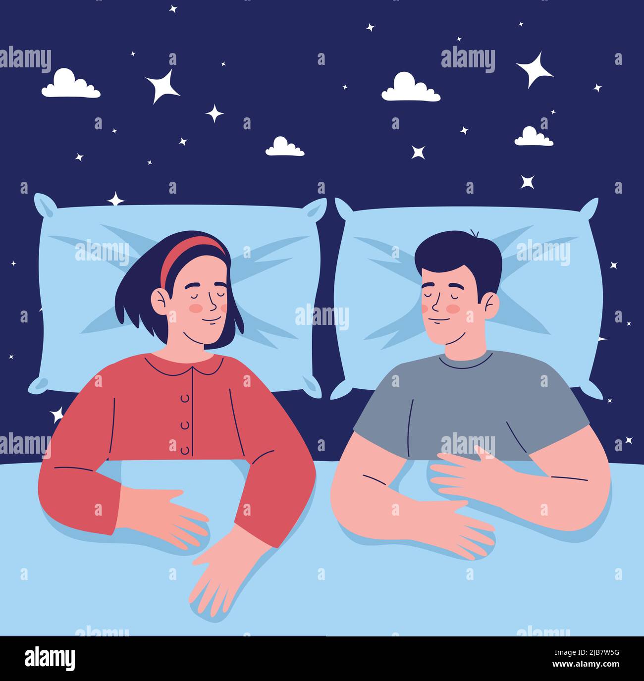 couple sleeping with pillows Stock Vector Image & Art Alamy