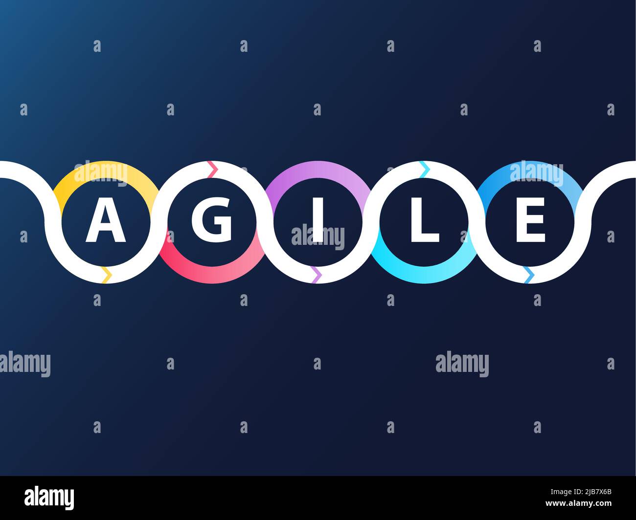 Agile text on blue background. Vector illustration for agile project management concept with text. Stock Vector