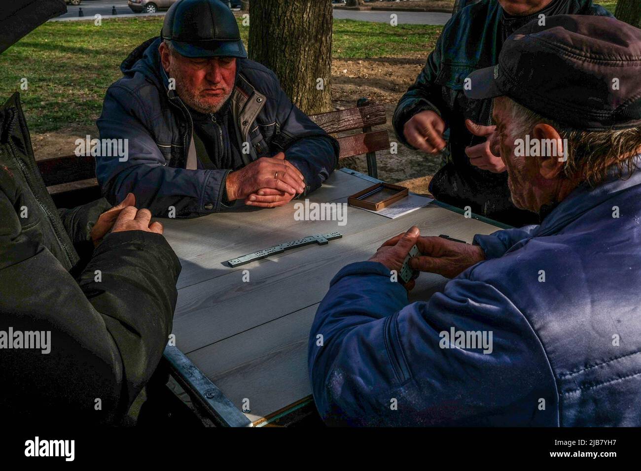 Odessa, Ukraine. 31st Mar, 2022. People play chess at the city