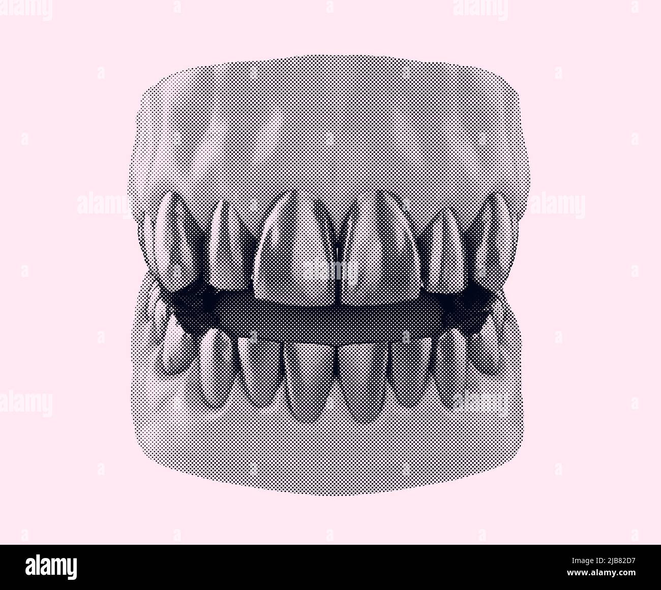 human jaw with straight teeth, correct bite, retro style, 3d rendered Stock Photo Alamy