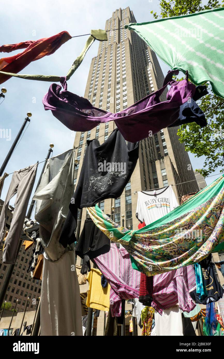 "Air Out Your Dirty Laundry" exhibition at Rockefeller Center, New York