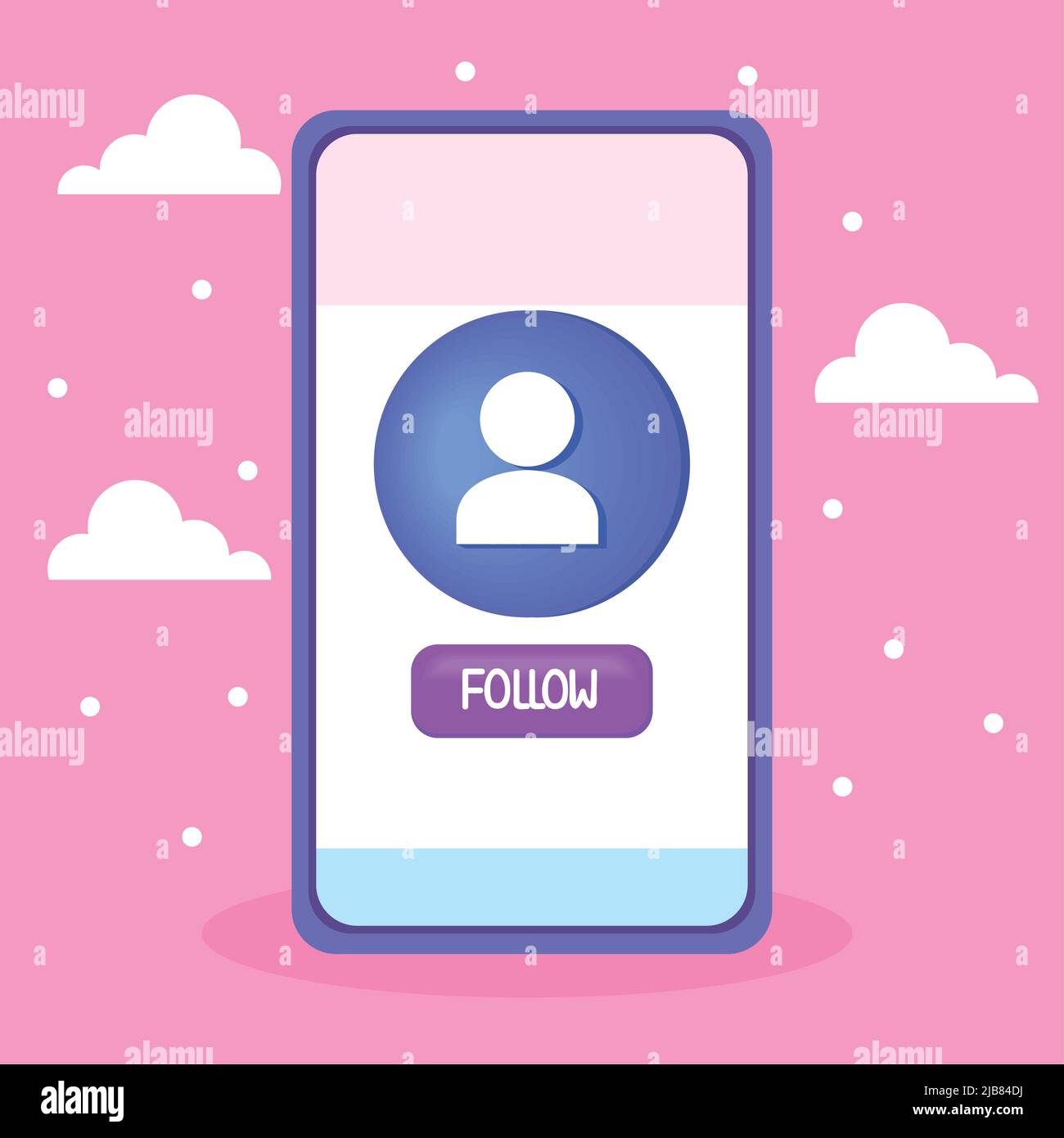 smartphone with follow button Stock Vector Image & Art - Alamy