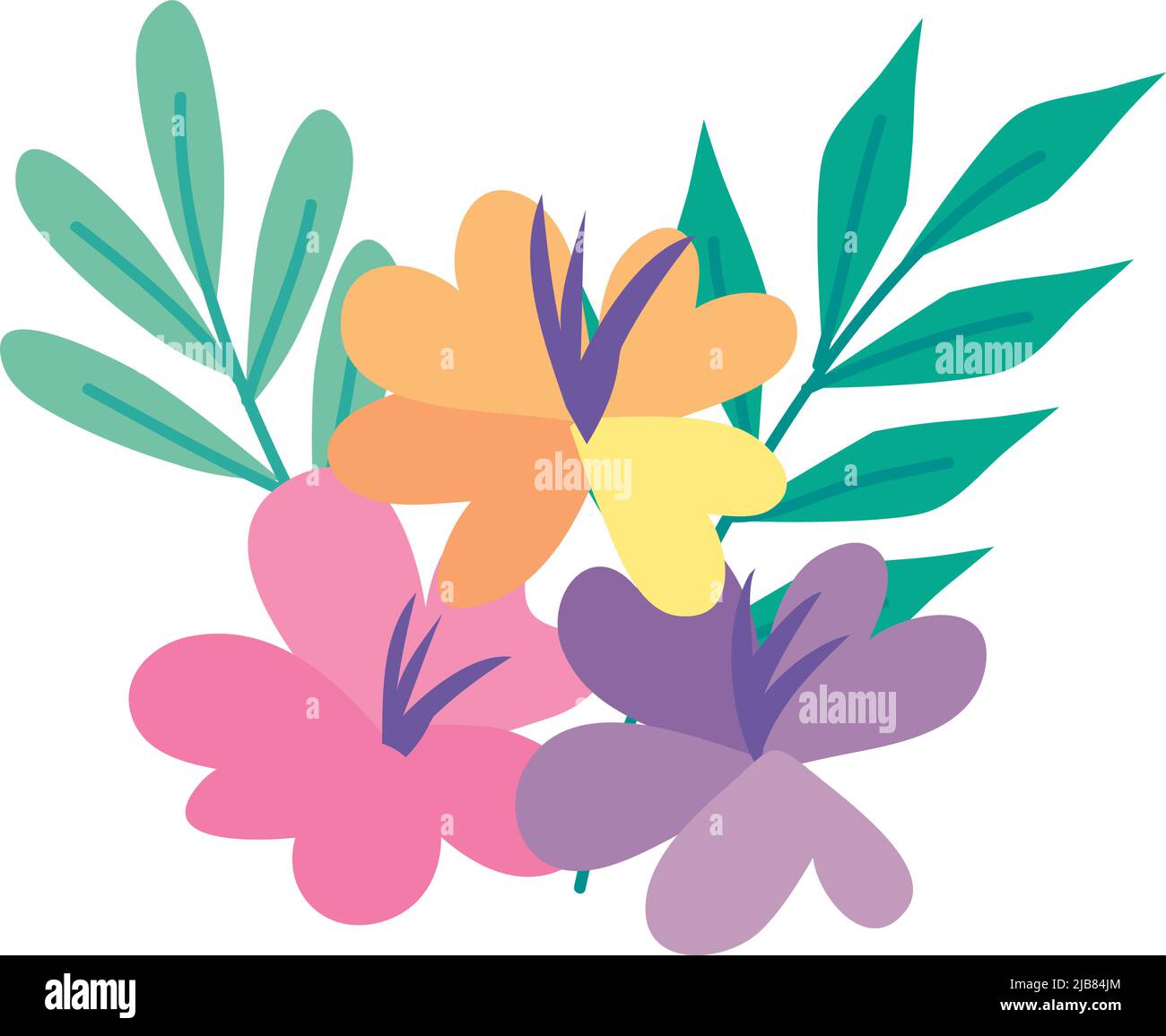 flowers garden and leafs Stock Vector Image & Art - Alamy