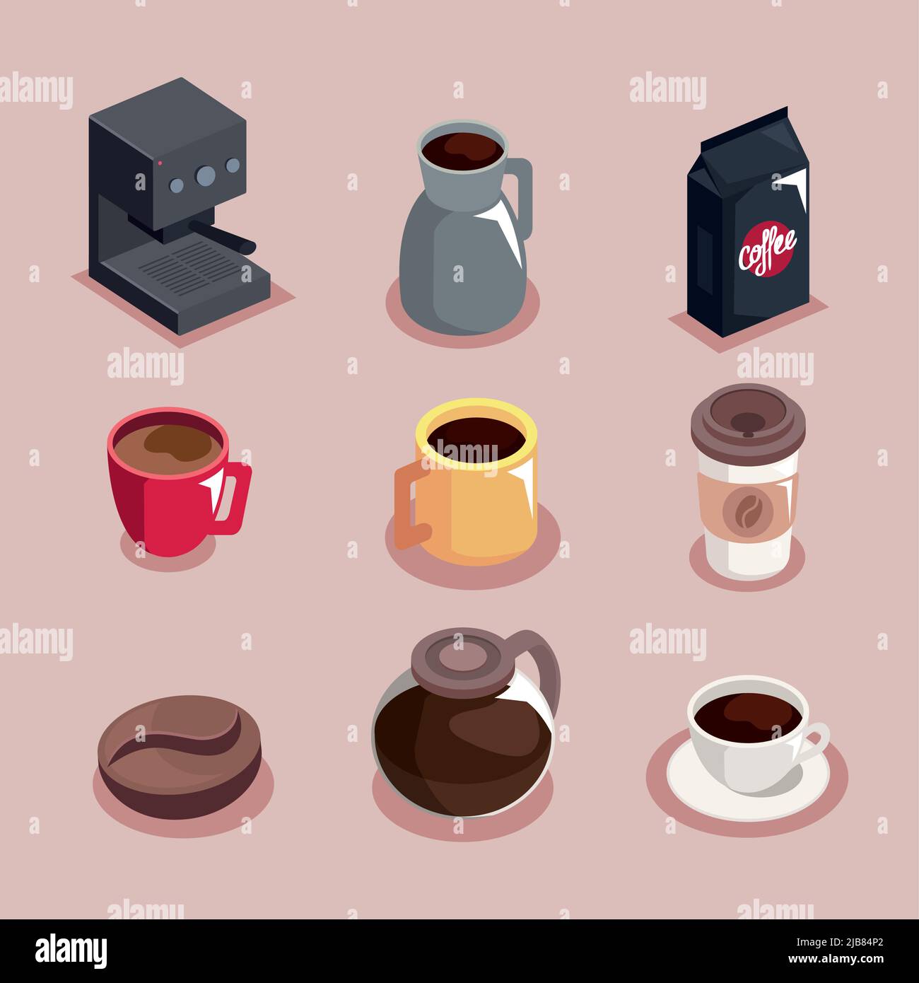 nine coffee drink icons Stock Vector